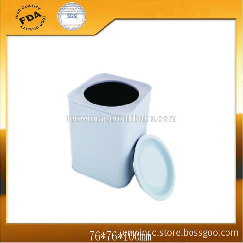 square tea or candy tin can with round removable lid